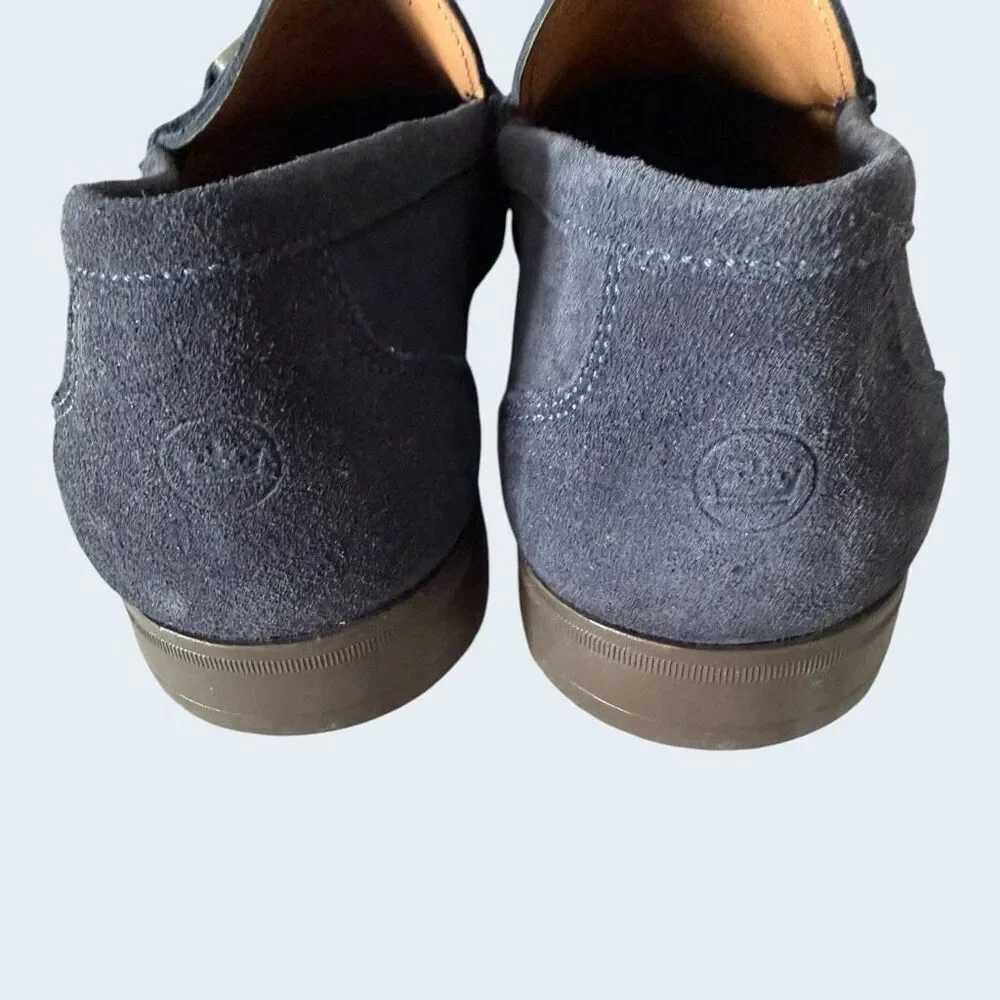 Peter Millar Crown Navy Blue Suede Bit Loafers Men’s 8.5 M Horsebit Brazil